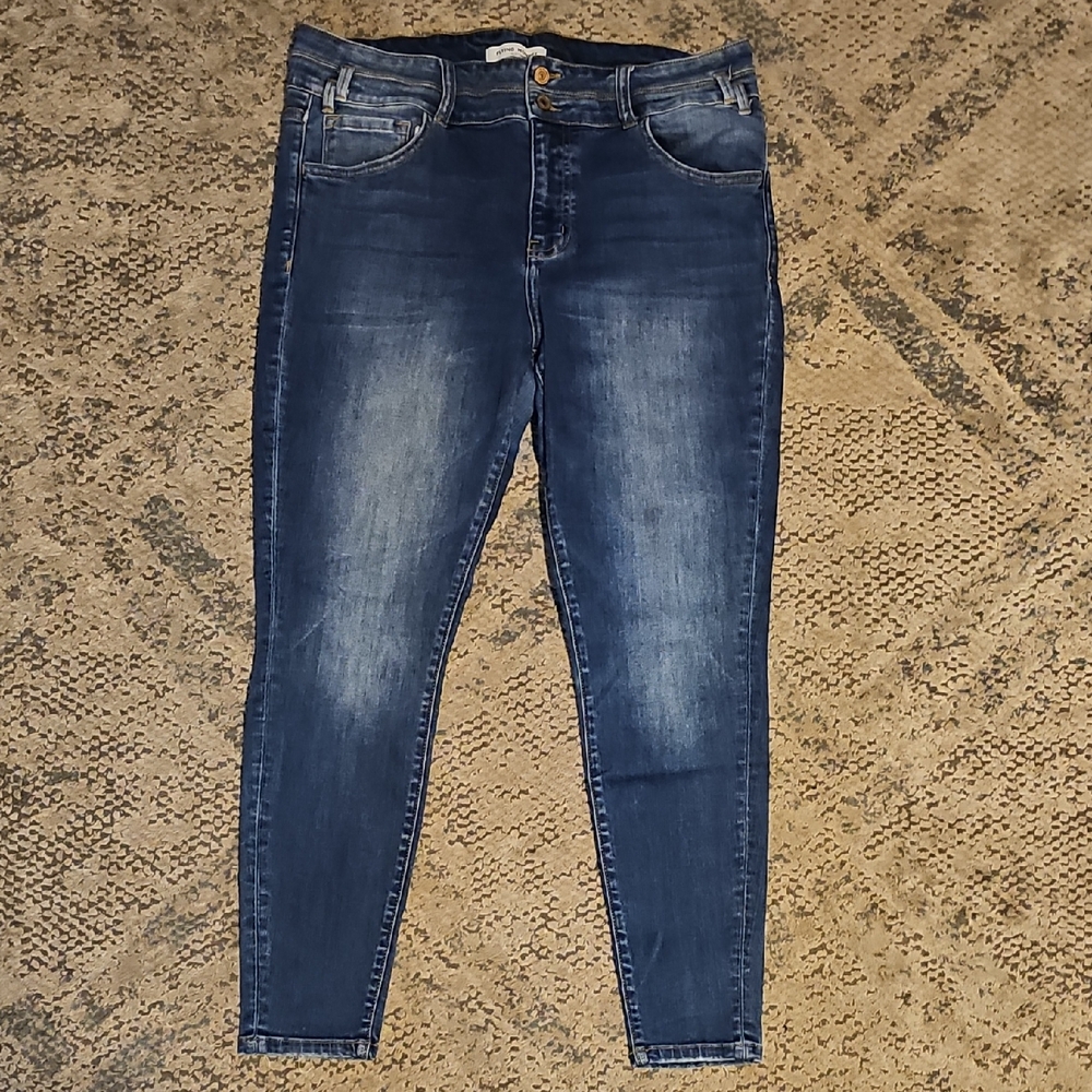 Flying Monkey Women's Dark Blue Skinny Jeans with Fading